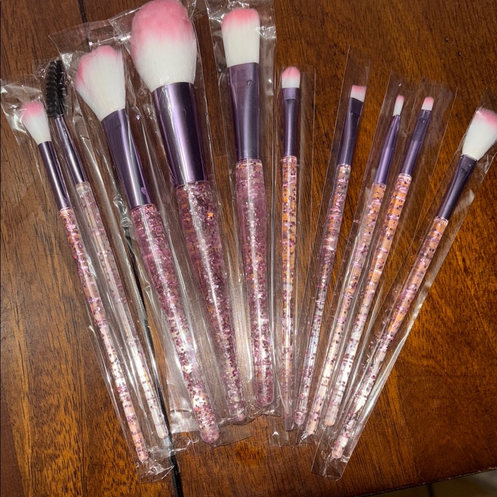 Pink and Purple Glitter Makeup Brush Set